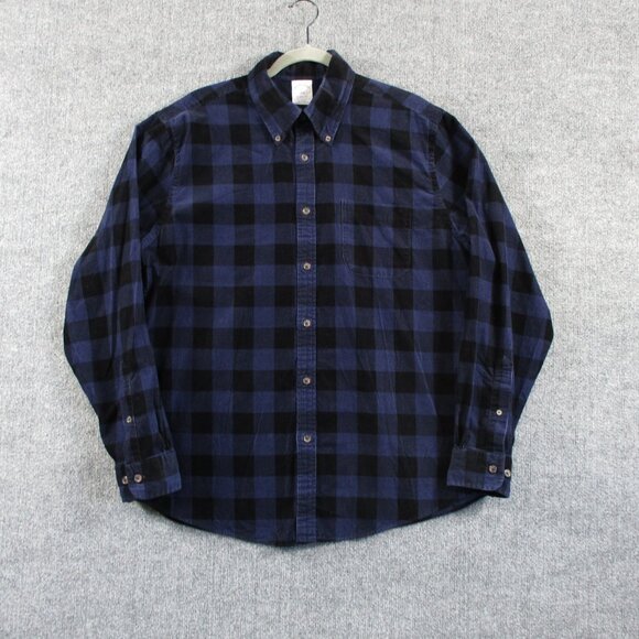Brooks Brothers Other - Brooks Brothers Shirt Mens L Blue Black Buffalo Plaid Pinwale Corduroy Regent